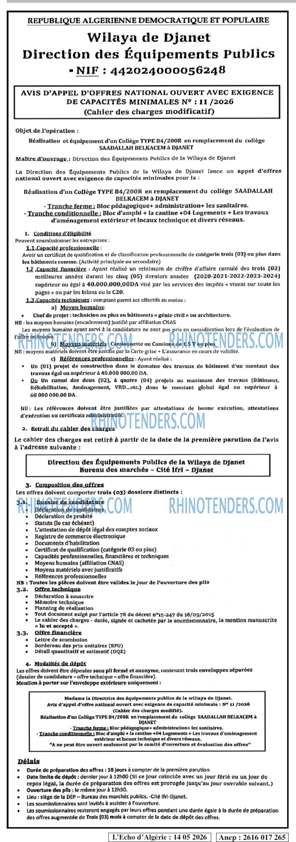 L'ECHO D'ALGERIE