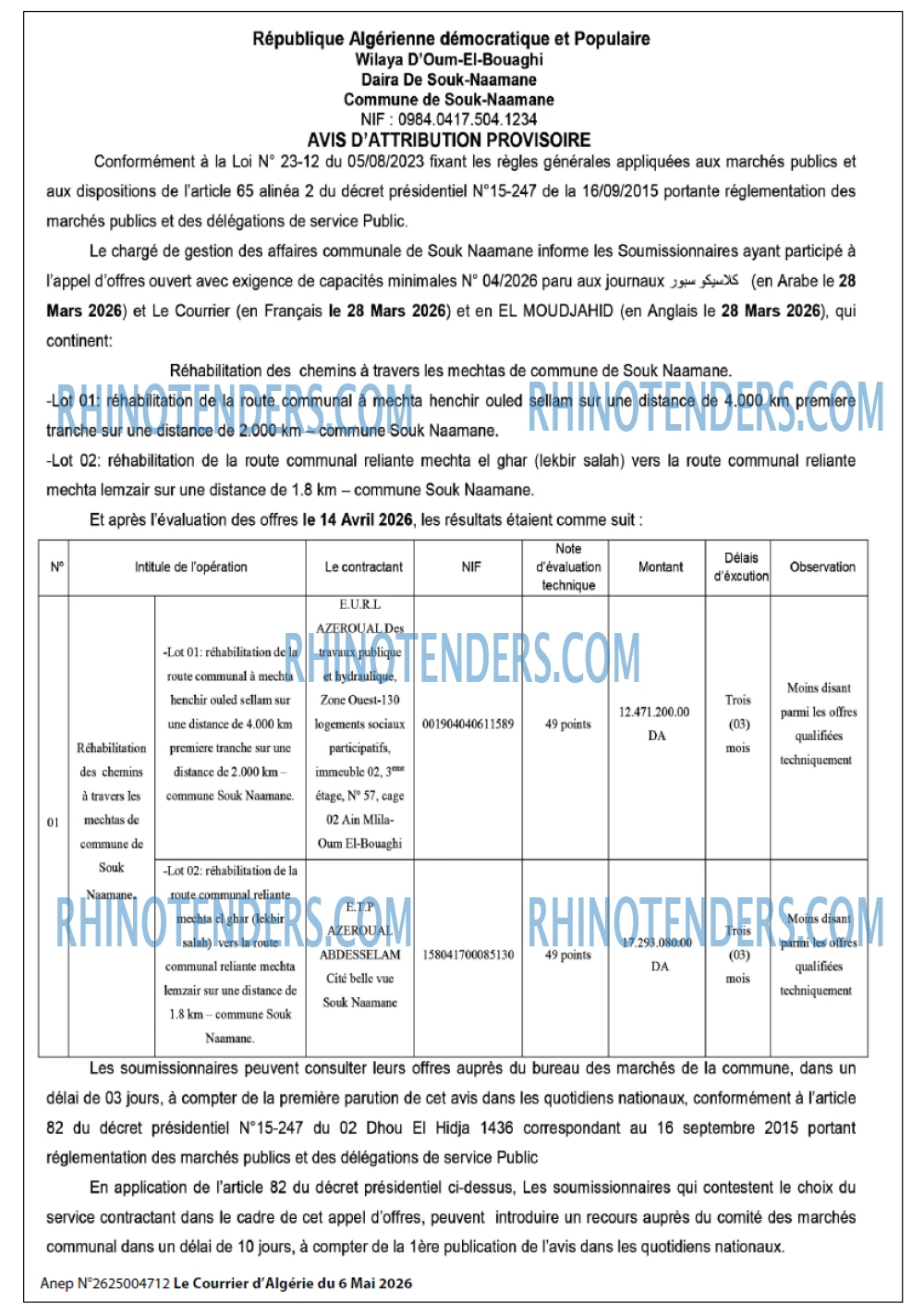 Le Courrier d'Algerie