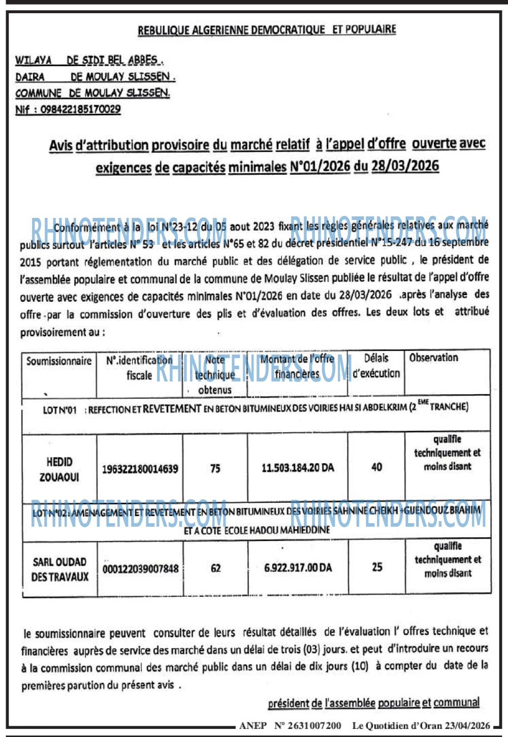 Le Quotidien d'Oran