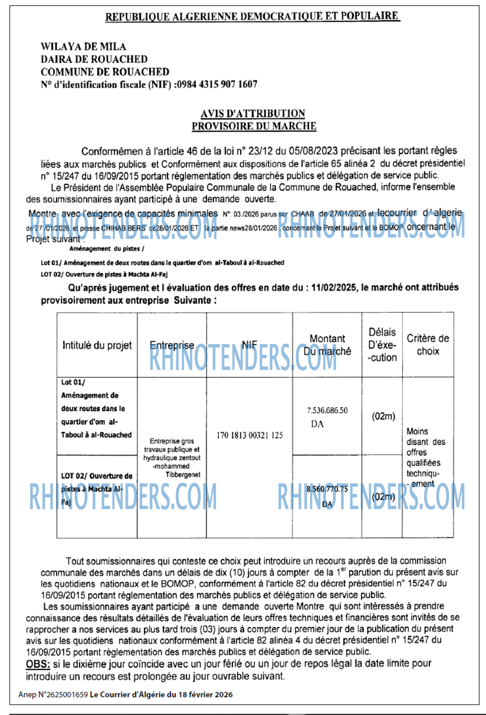 Le Courrier d'Algerie