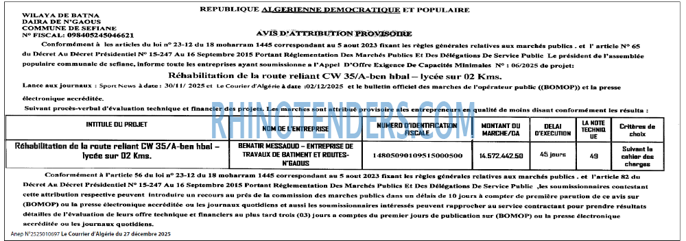 Le Courrier d'Algerie
