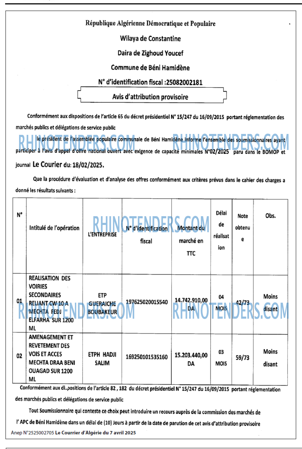 Le Courrier d'Algerie