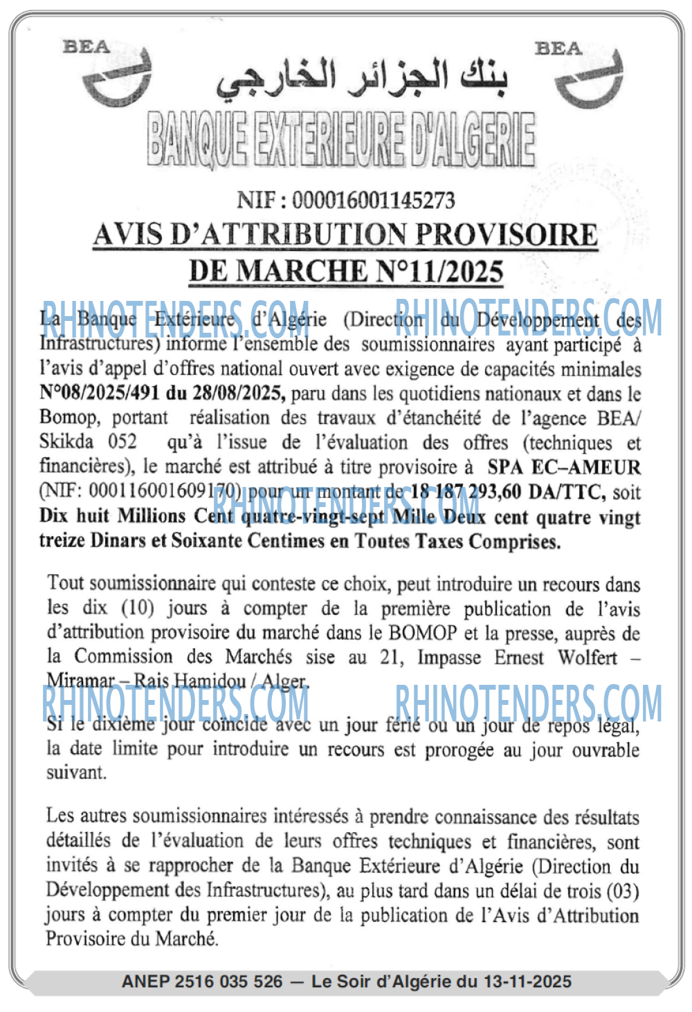 LE SOIR D'ALGERIE