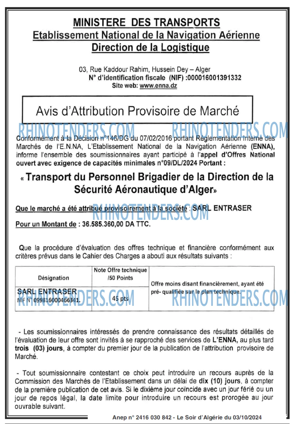 LE SOIR D'ALGERIE