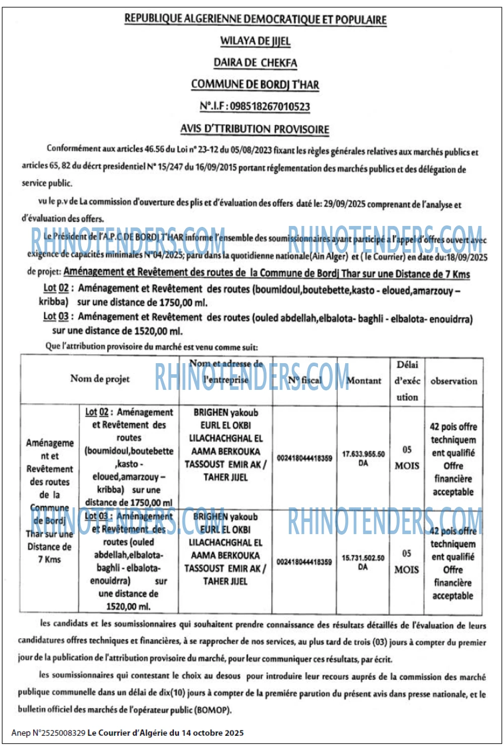 Le Courrier d'Algerie