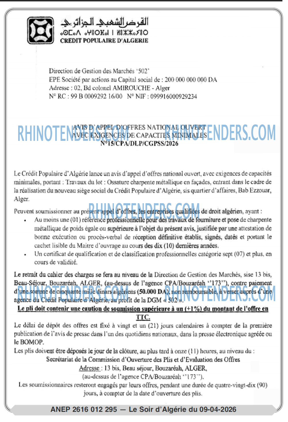 LE SOIR D'ALGERIE