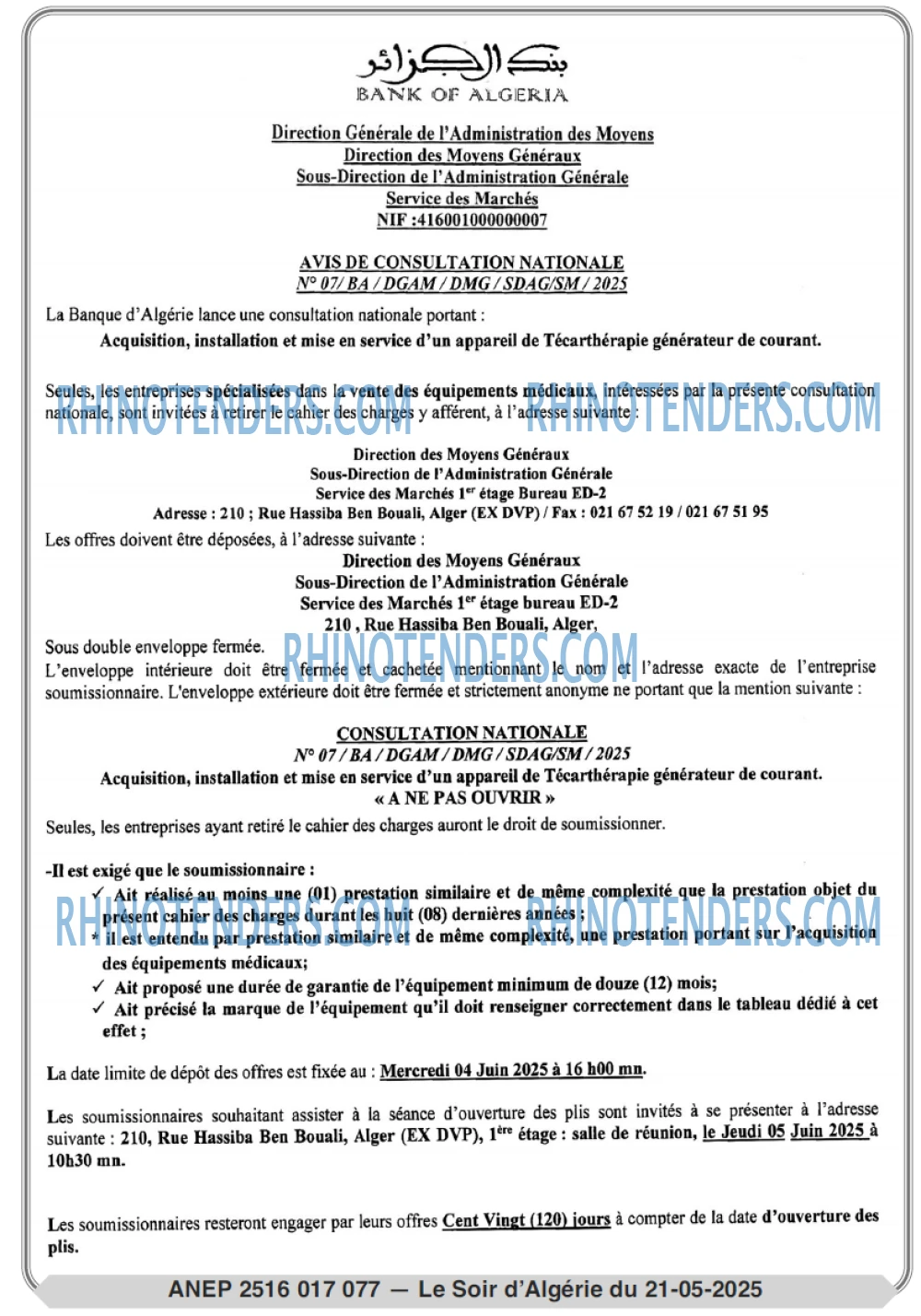 LE SOIR D'ALGERIE