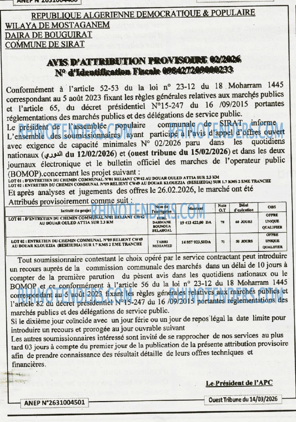 ouest TRIBUNE