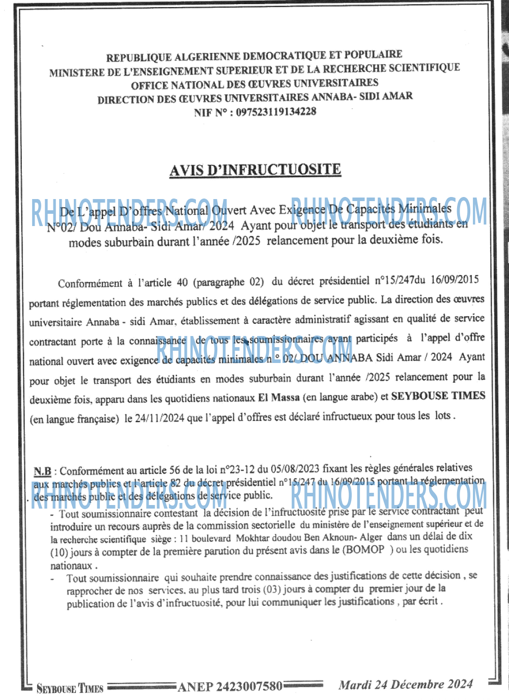 SEYBOUSSE TIMES