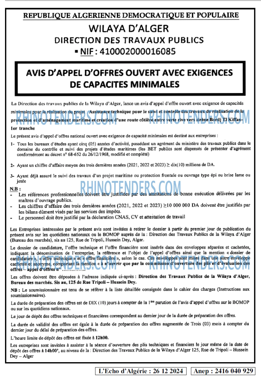 L'ECHO D'ALGERIE