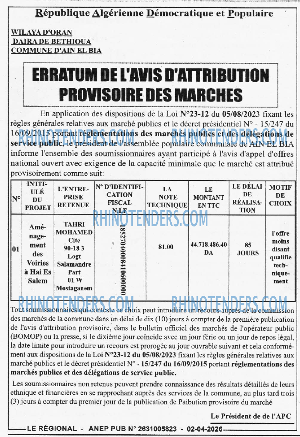 LE REGIONAL