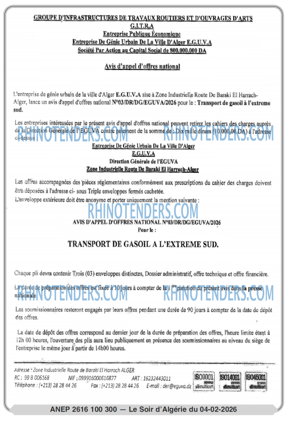 LE SOIR D'ALGERIE