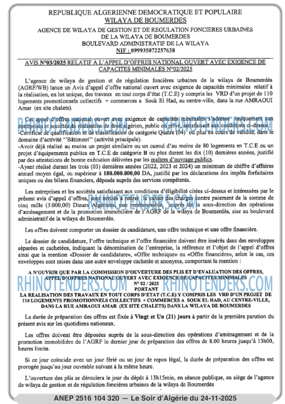 LE SOIR D'ALGERIE
