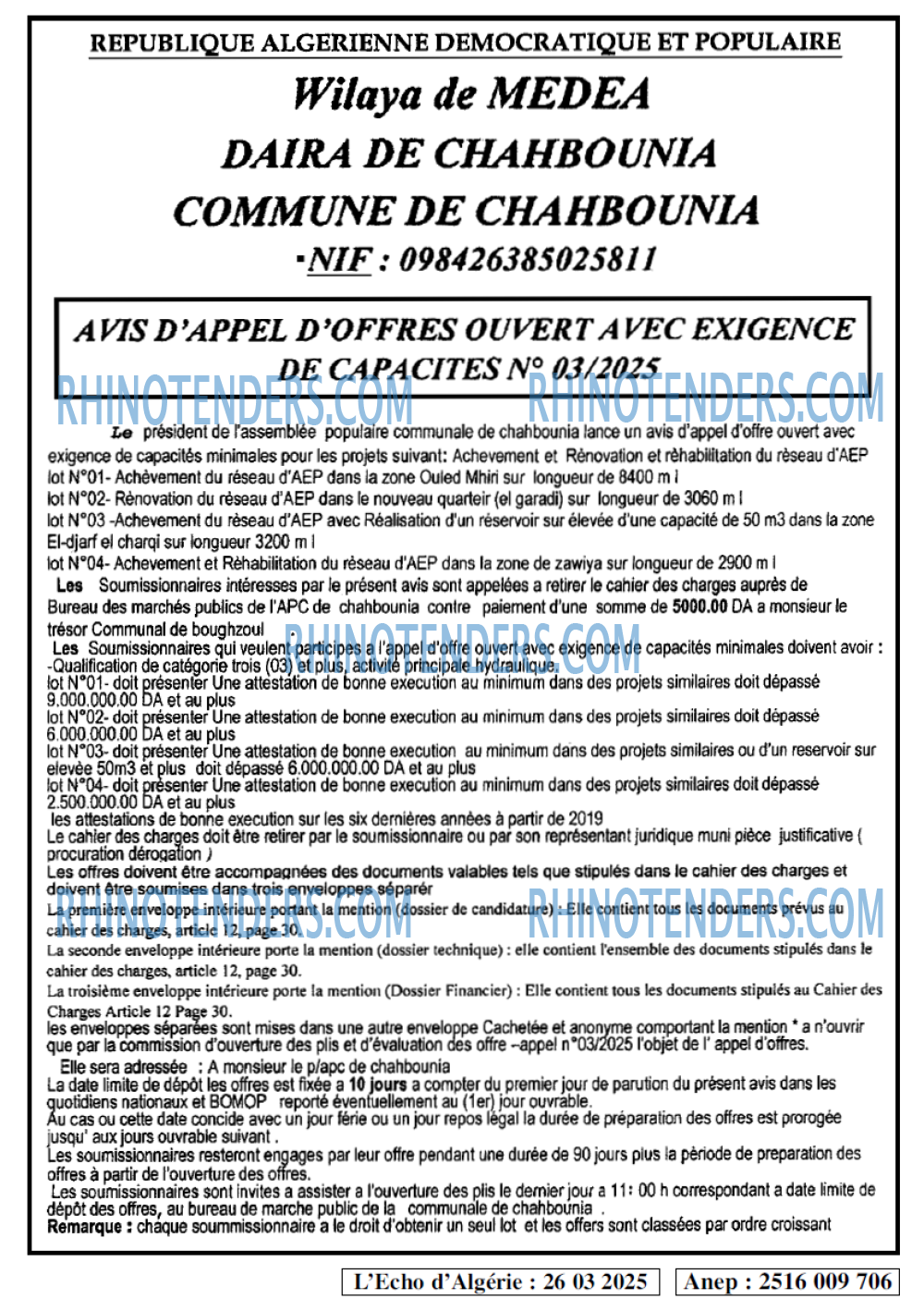 L'ECHO D'ALGERIE