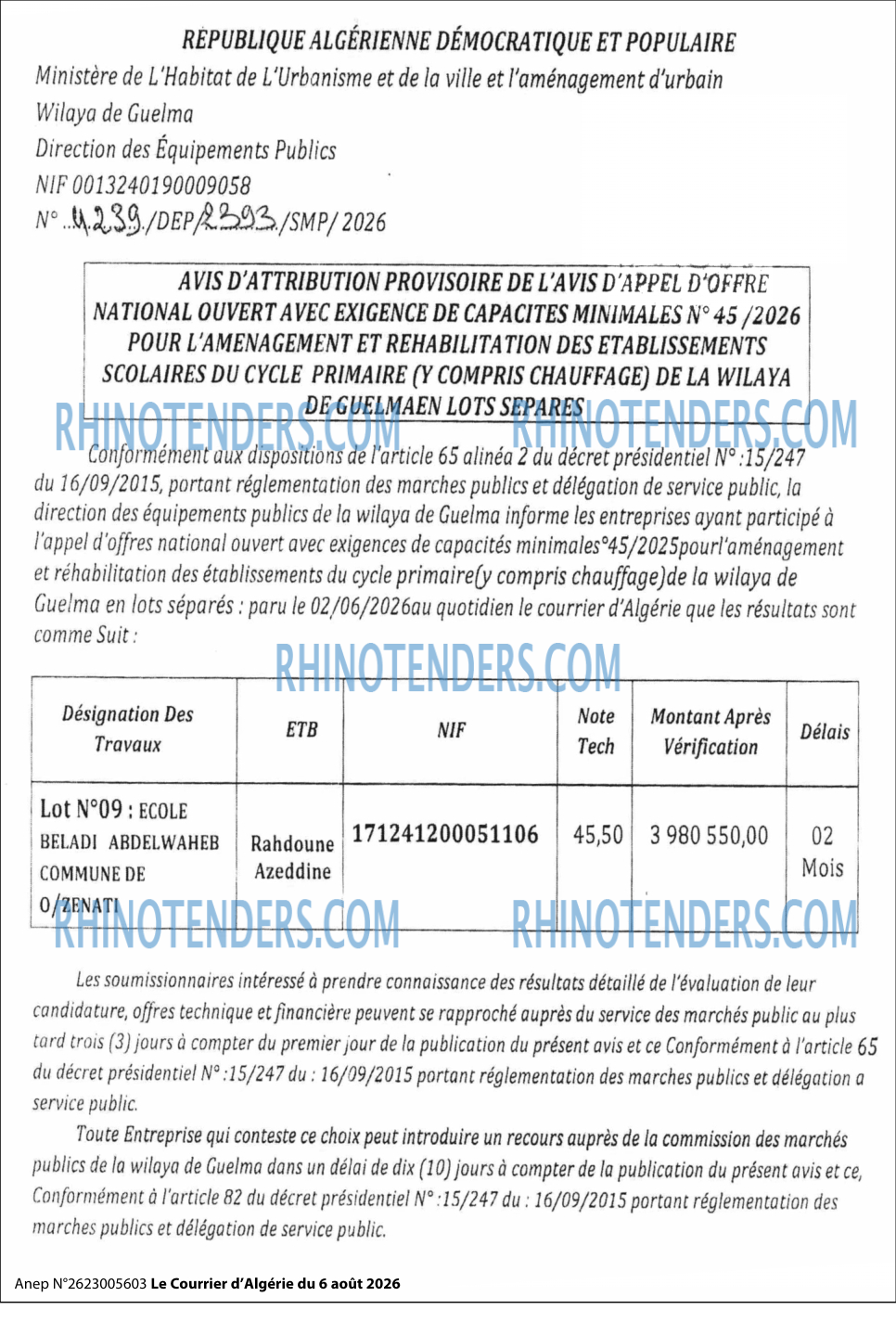 Le Courrier d'Algerie