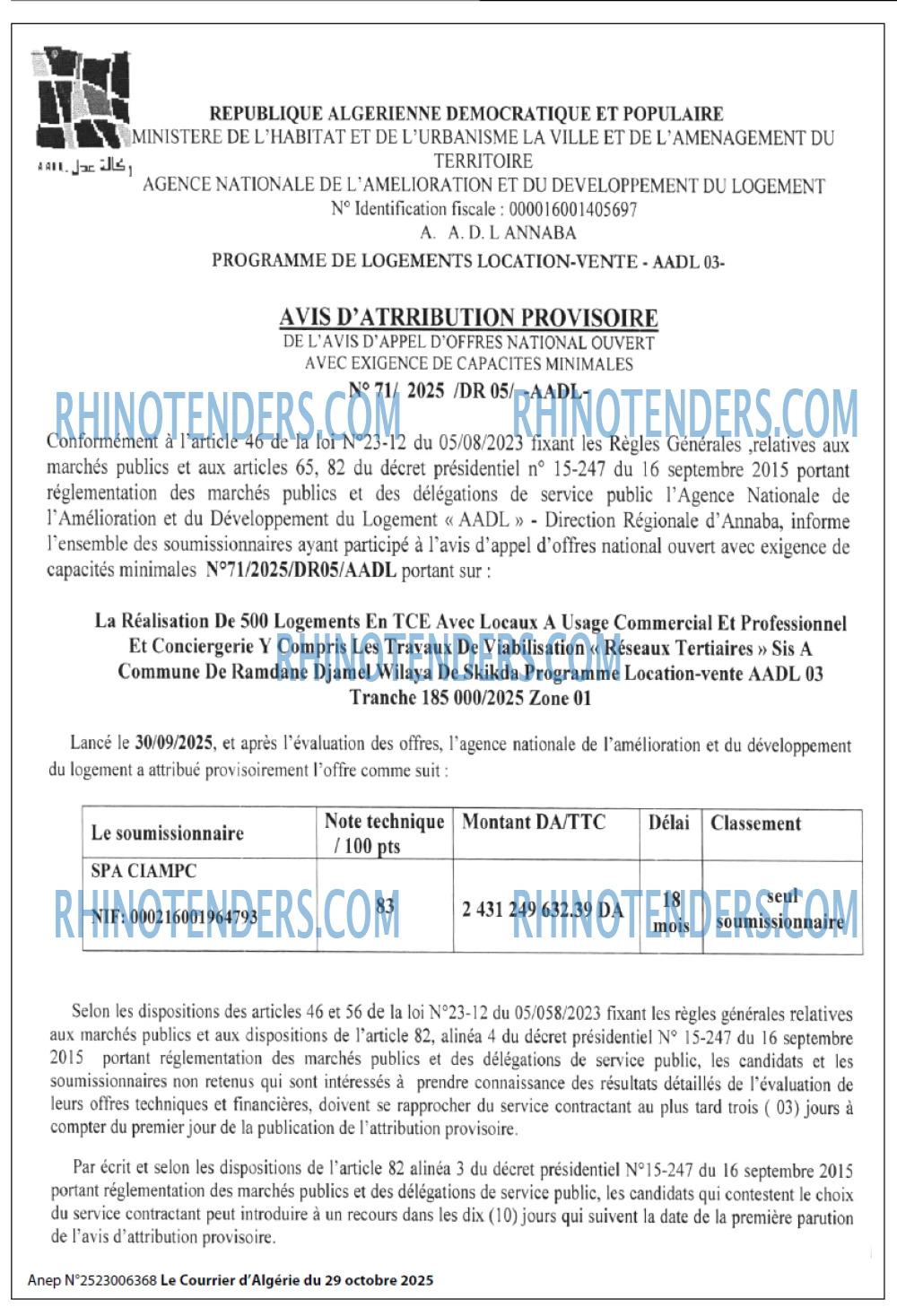 Le Courrier d'Algerie