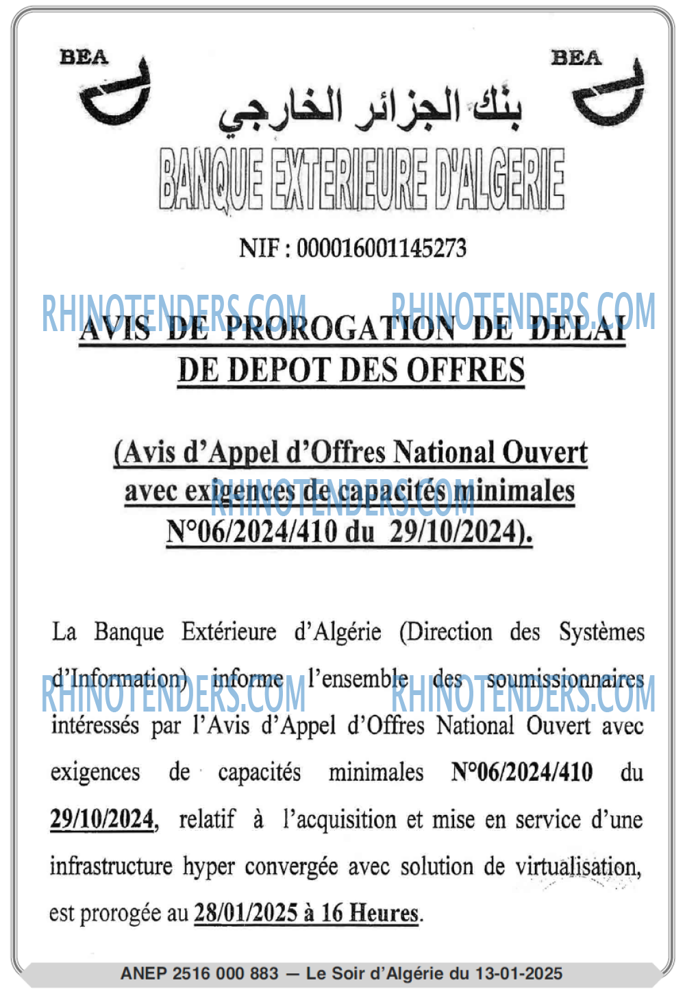 LE SOIR D'ALGERIE