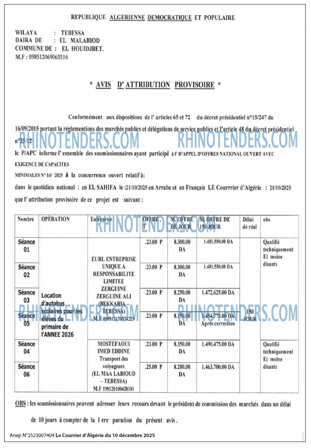 Le Courrier d'Algerie