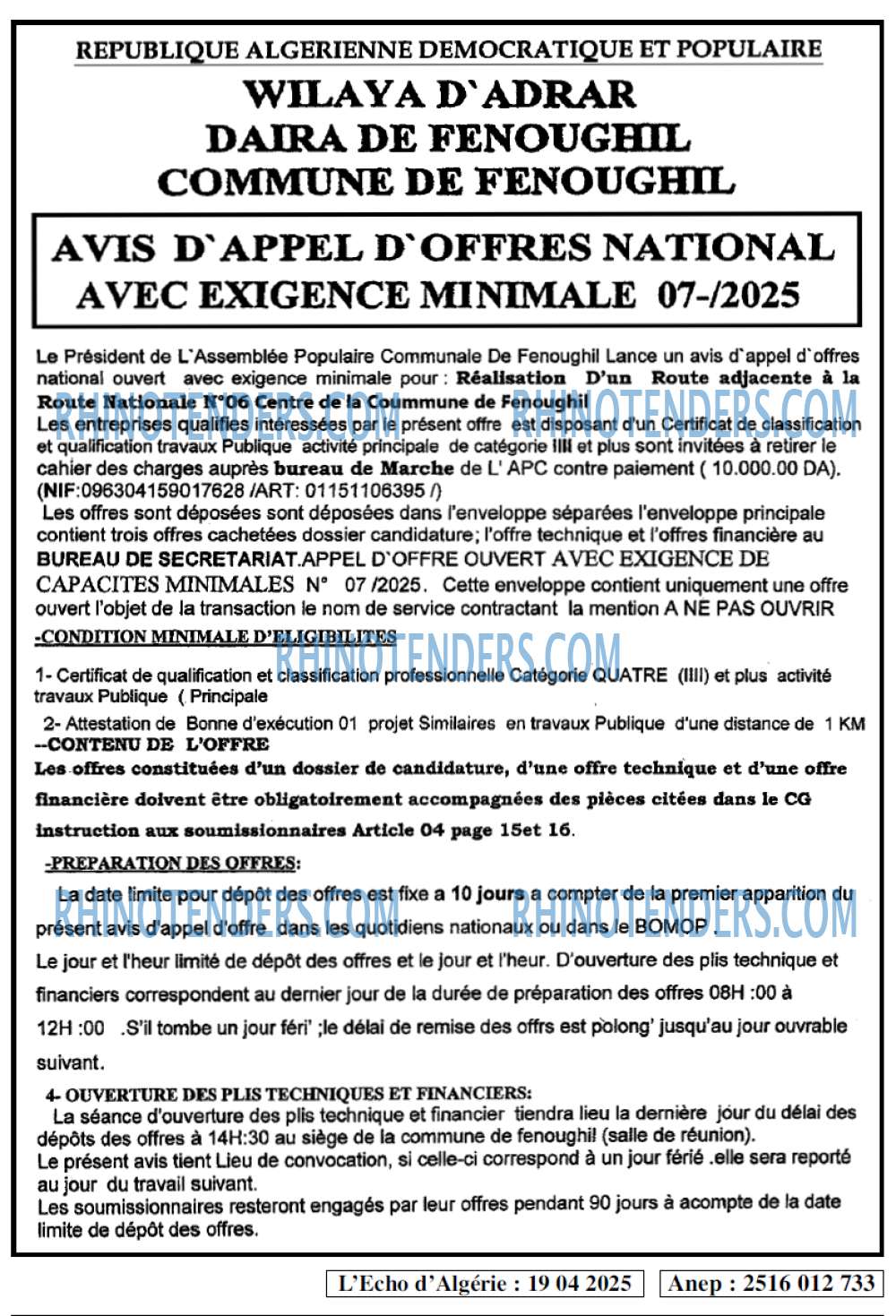 L'ECHO D'ALGERIE