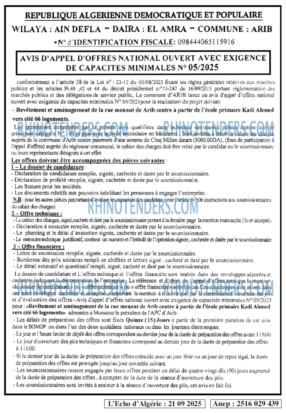 L'ECHO D'ALGERIE
