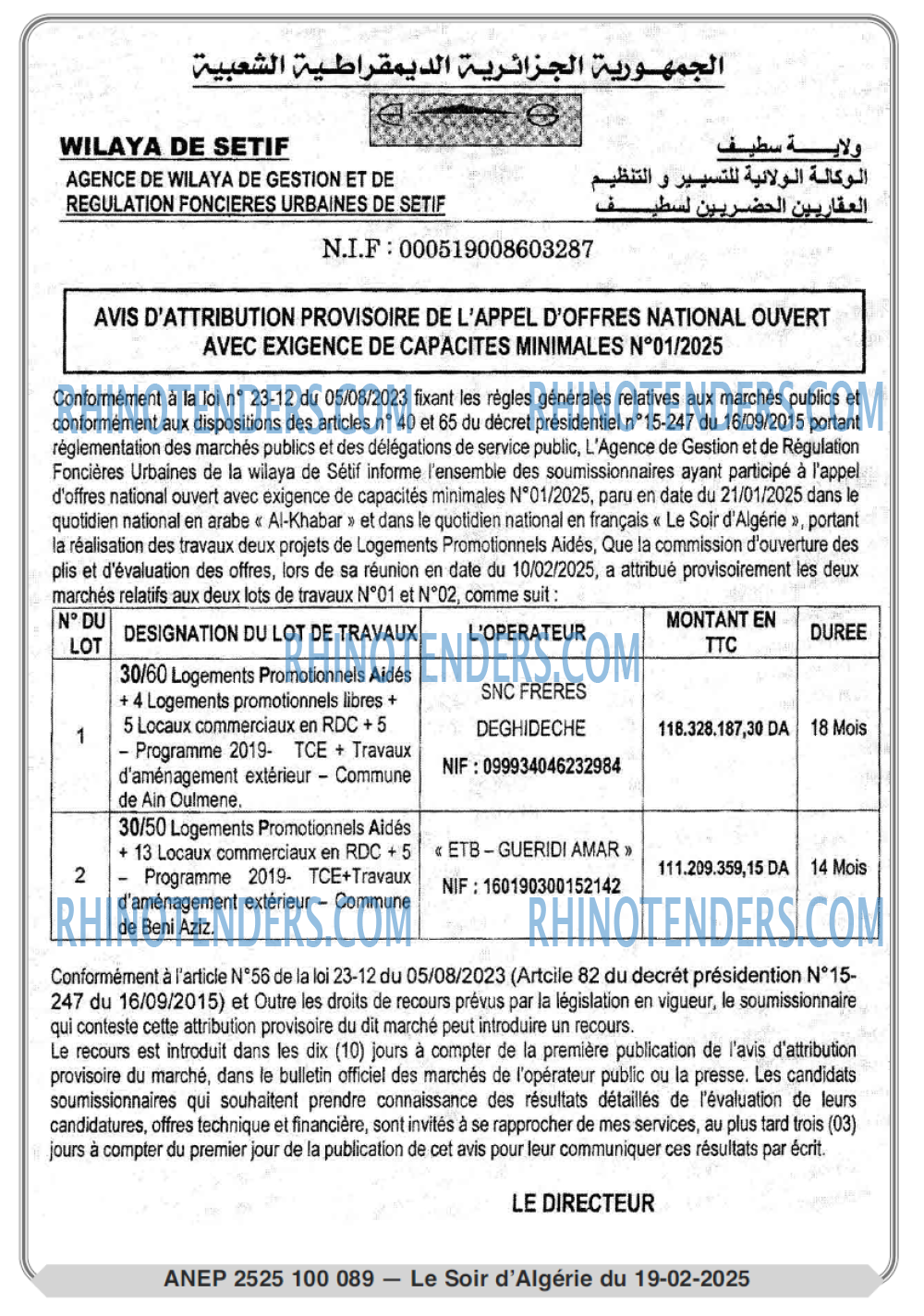 LE SOIR D'ALGERIE