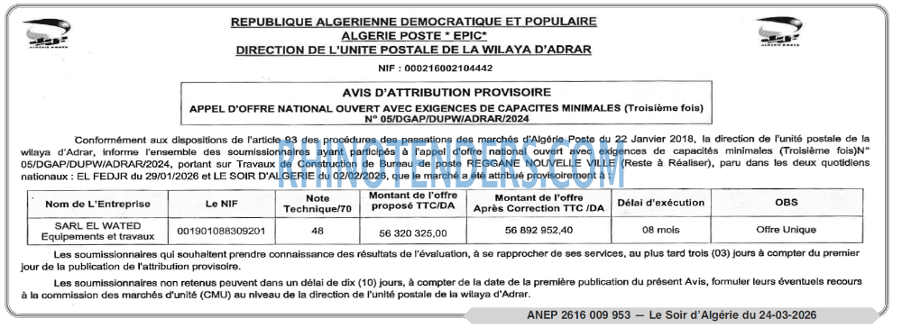 LE SOIR D'ALGERIE