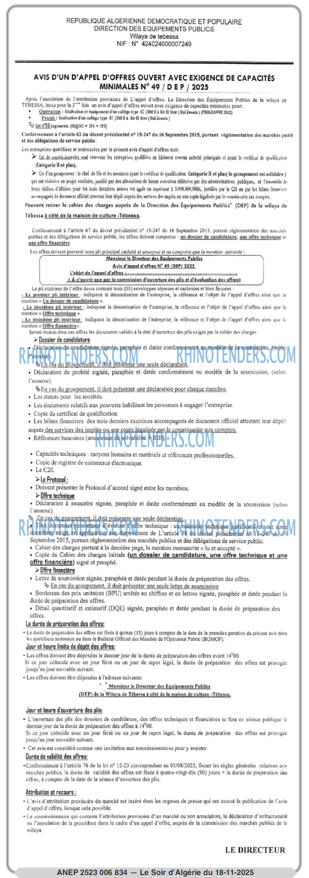 LE SOIR D'ALGERIE