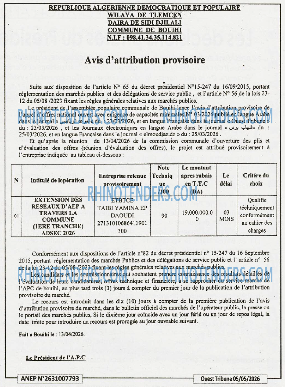 ouest TRIBUNE