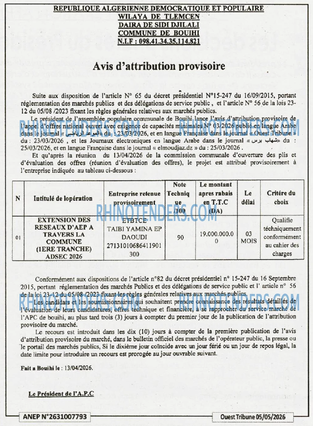 ouest TRIBUNE