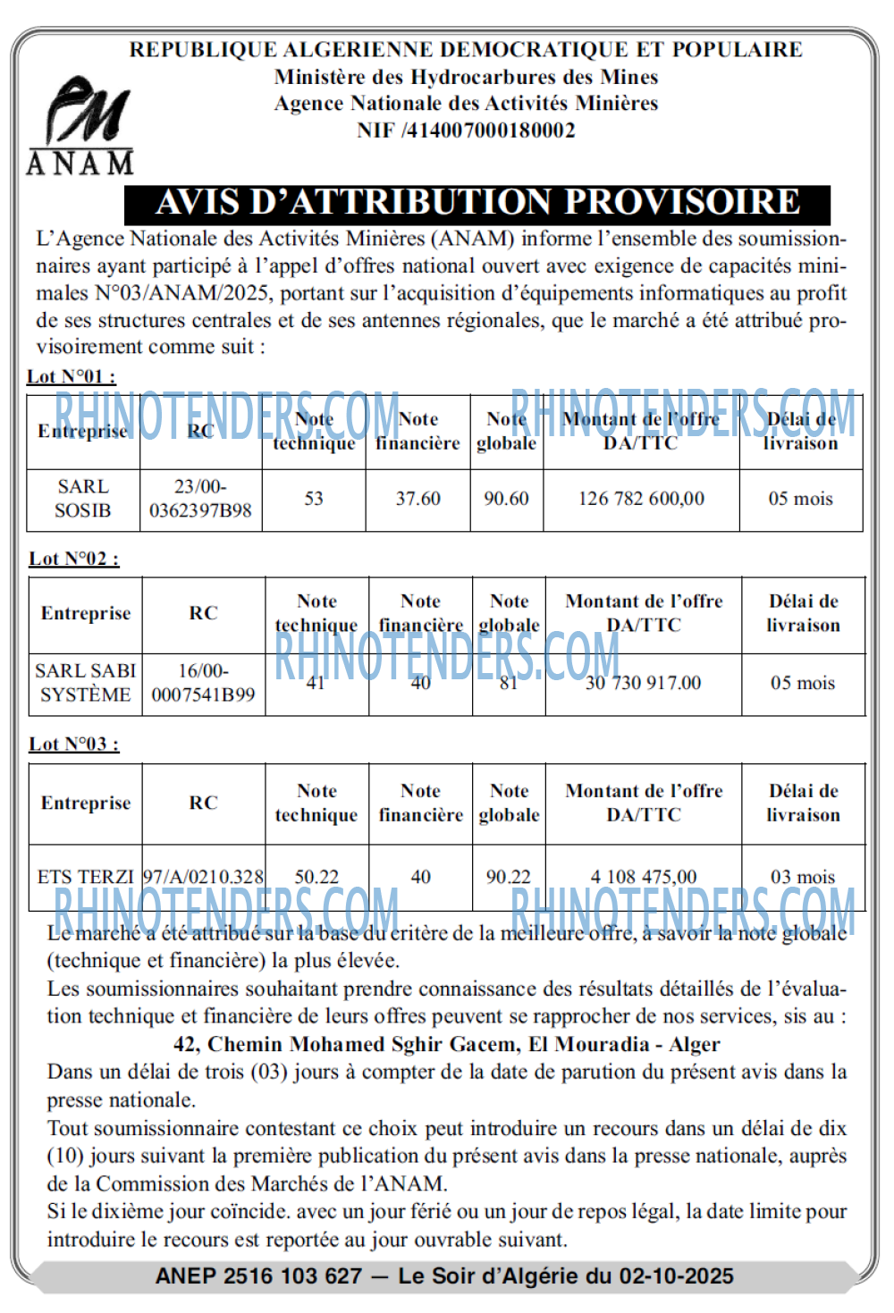 LE SOIR D'ALGERIE
