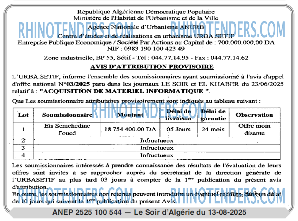 LE SOIR D'ALGERIE