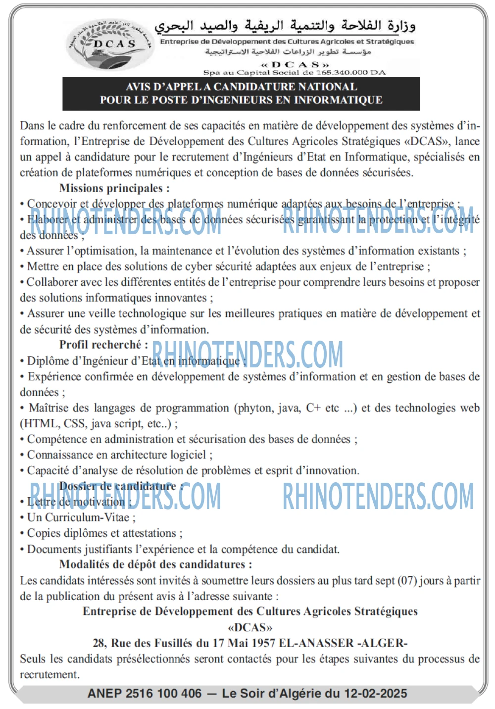 LE SOIR D'ALGERIE