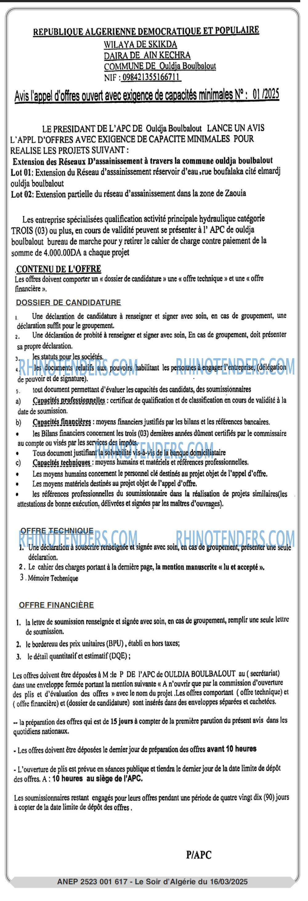 LE SOIR D'ALGERIE