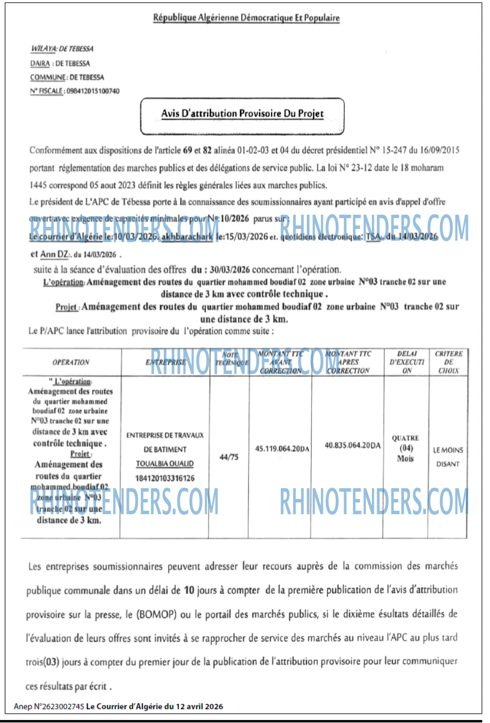 Le Courrier d'Algerie