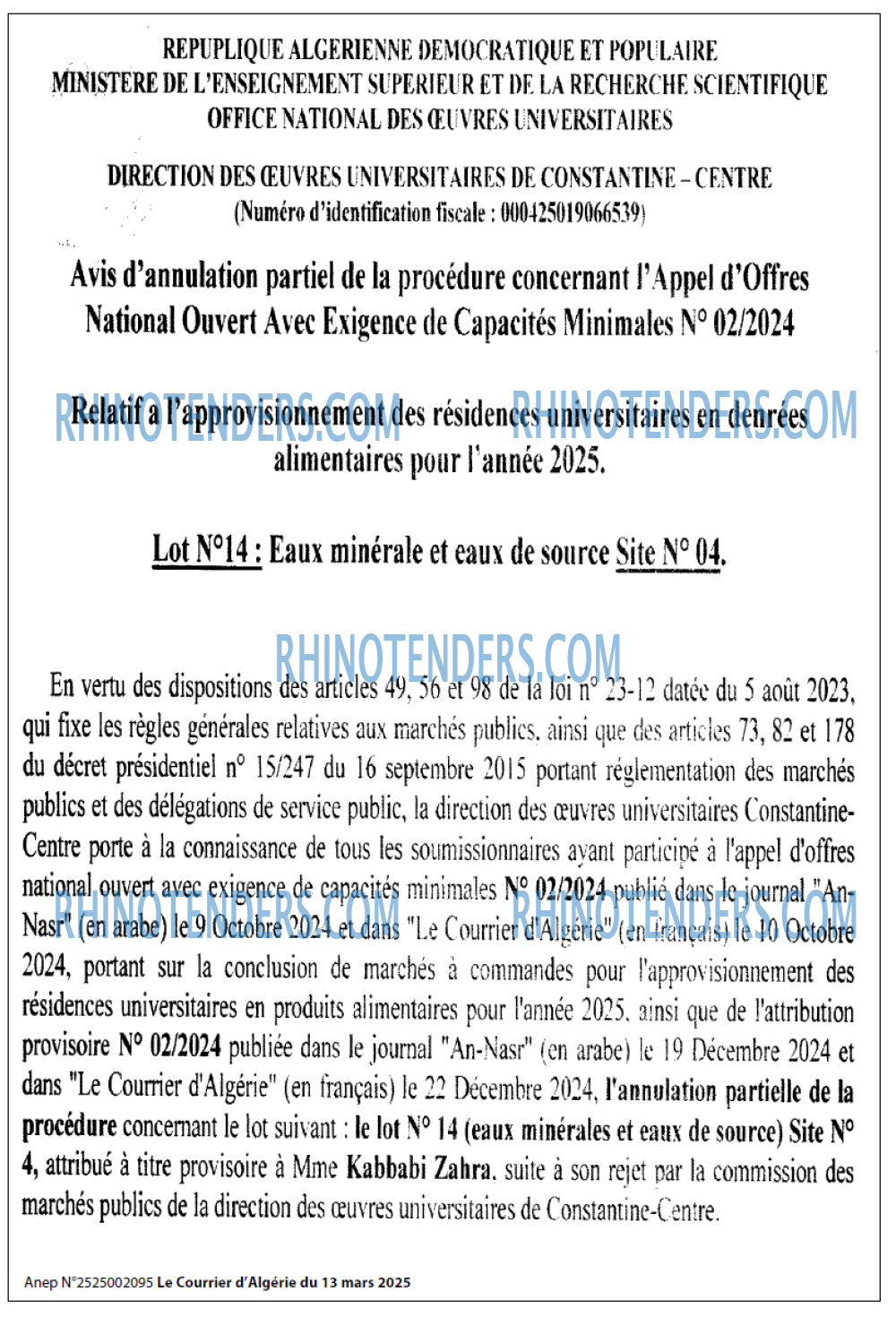Le Courrier d'Algerie