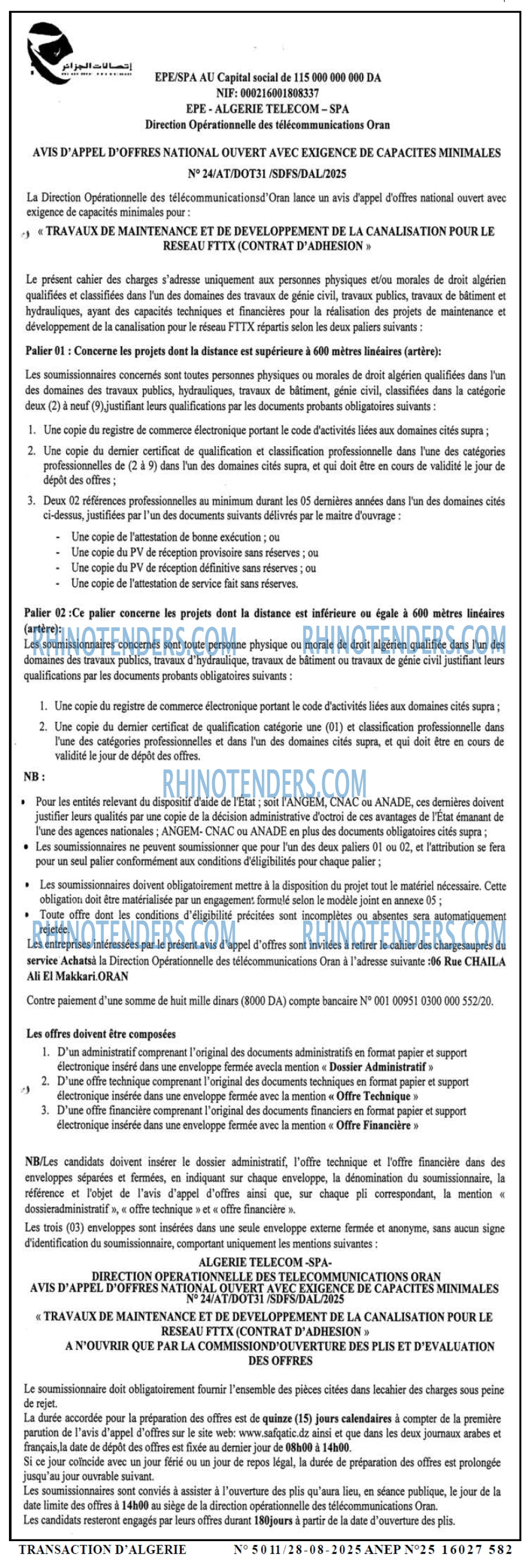 TRANSACTION D'ALGERIE