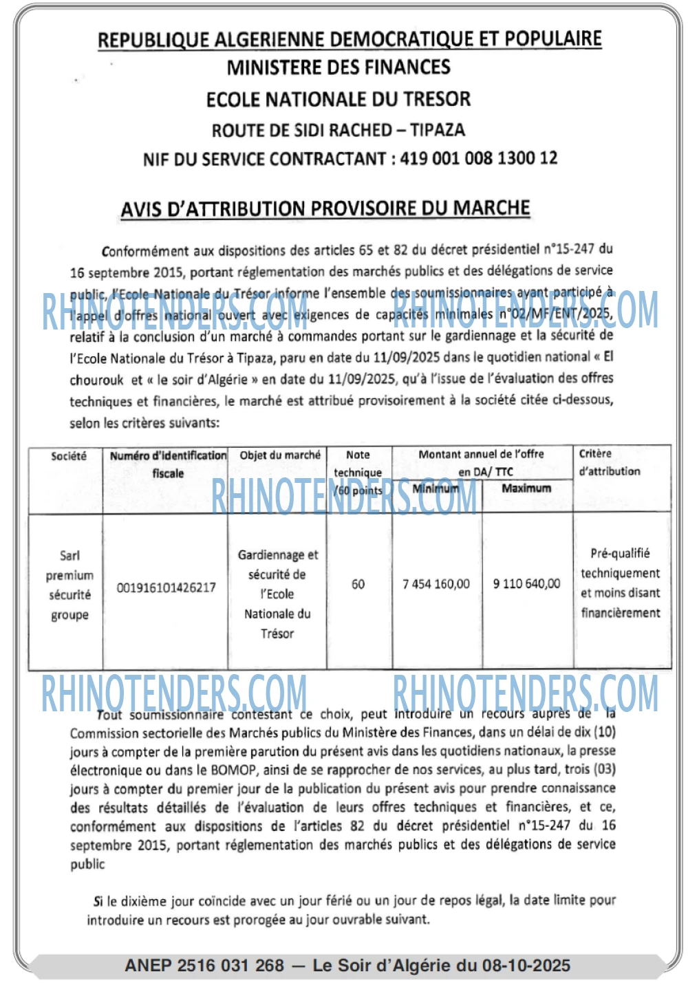 LE SOIR D'ALGERIE