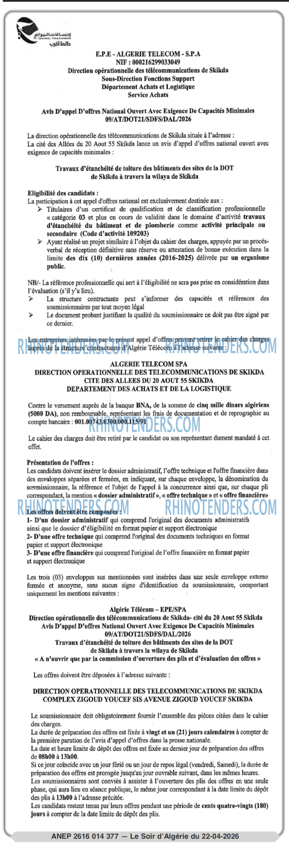 LE SOIR D'ALGERIE