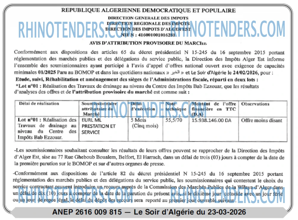 LE SOIR D'ALGERIE