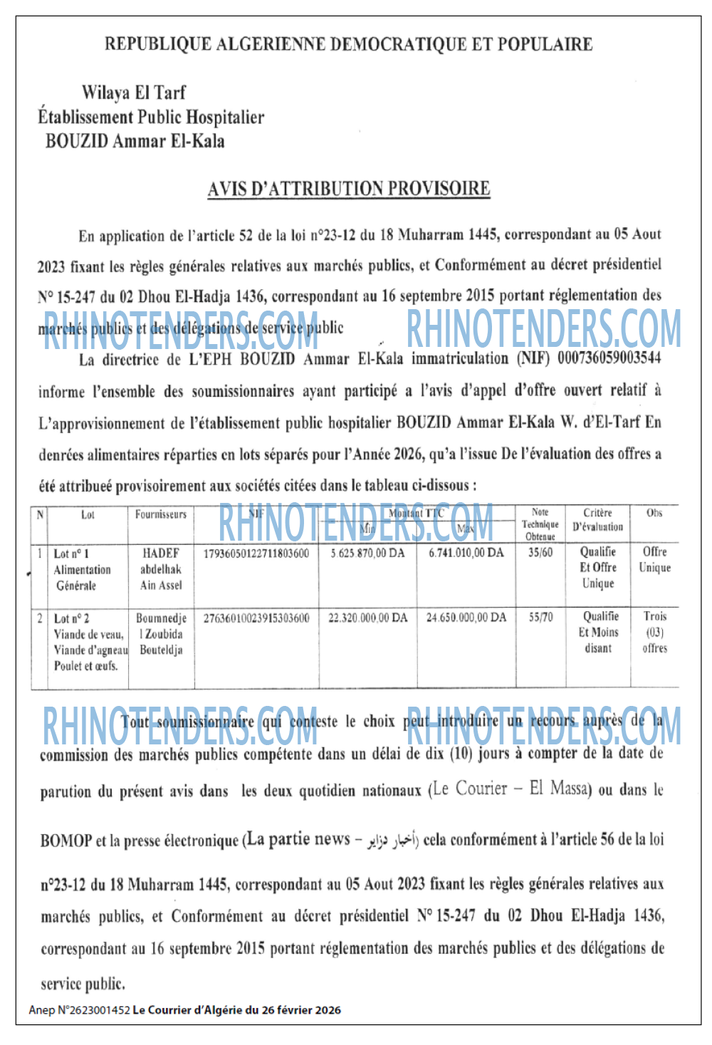 Le Courrier d'Algerie