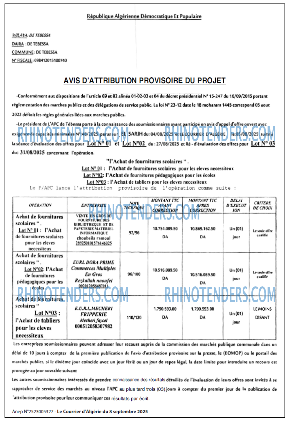 Le Courrier d'Algerie