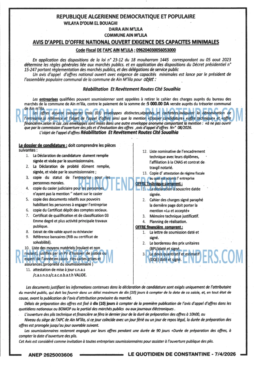 LE QUOTIDIEN DE CONSTANTINE