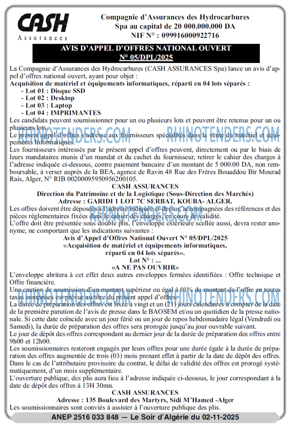 LE SOIR D'ALGERIE