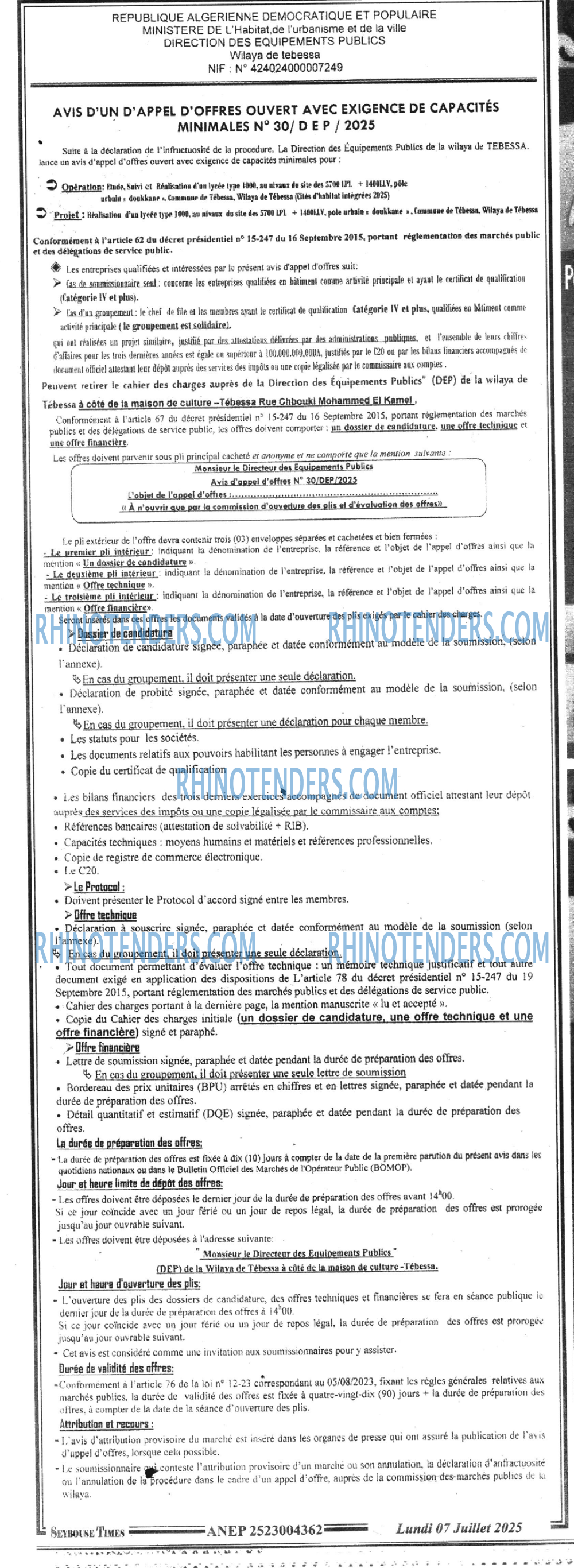 SEYBOUSSE TIMES