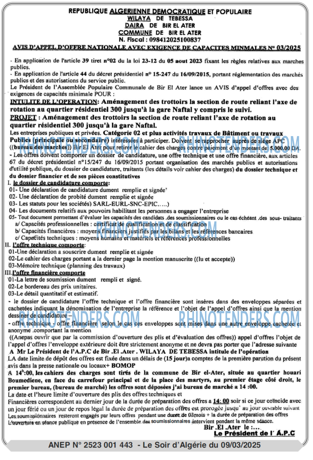 LE SOIR D'ALGERIE