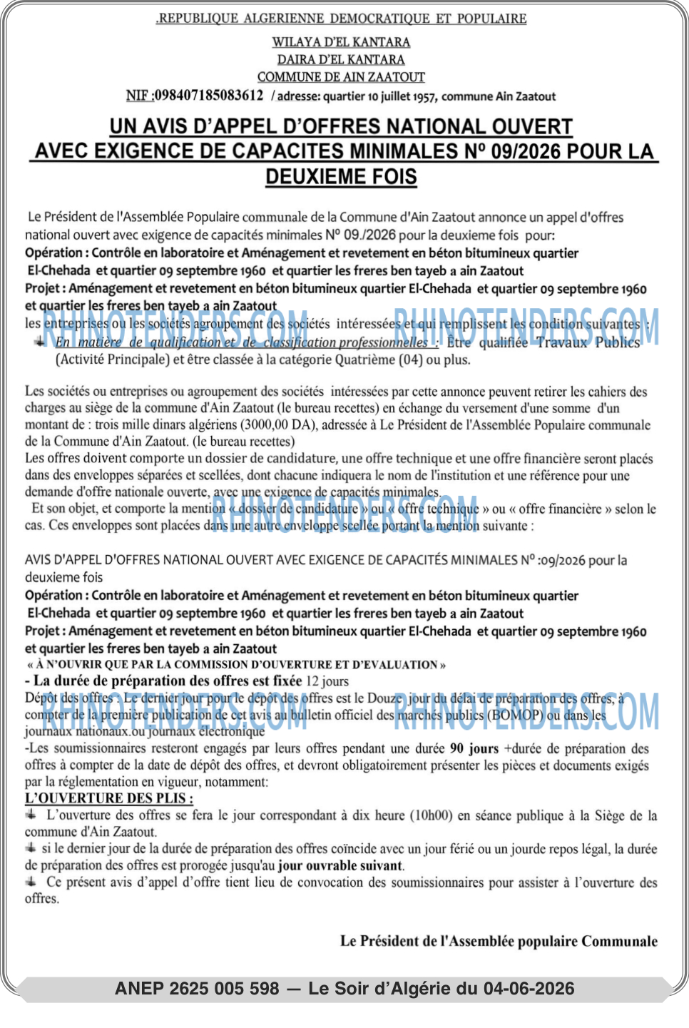 LE SOIR D'ALGERIE
