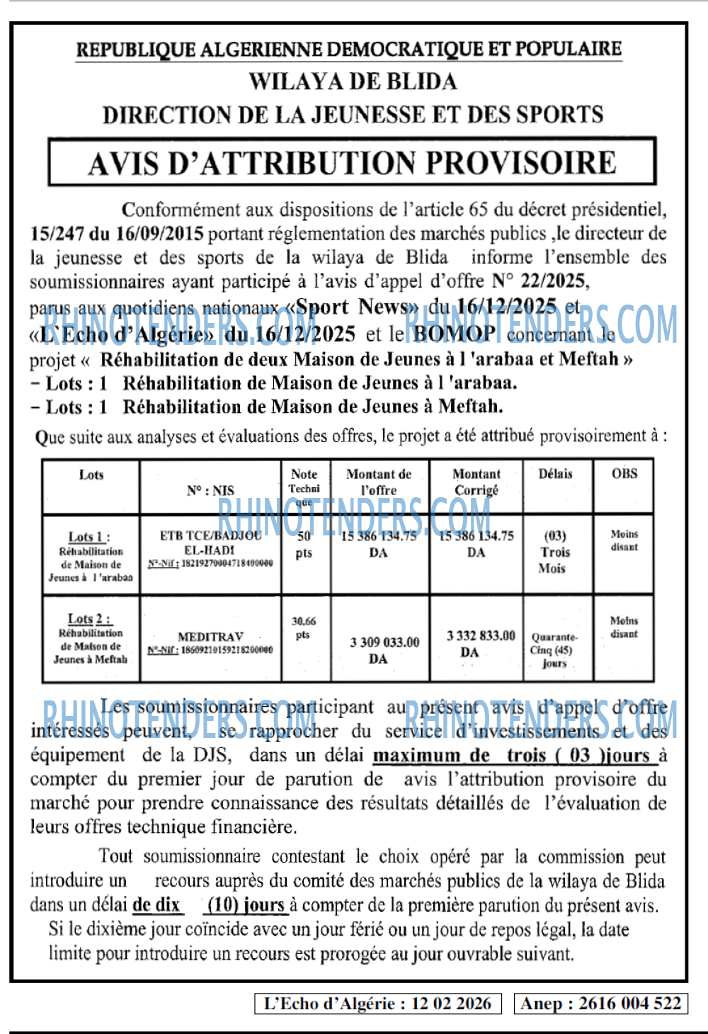 L'ECHO D'ALGERIE