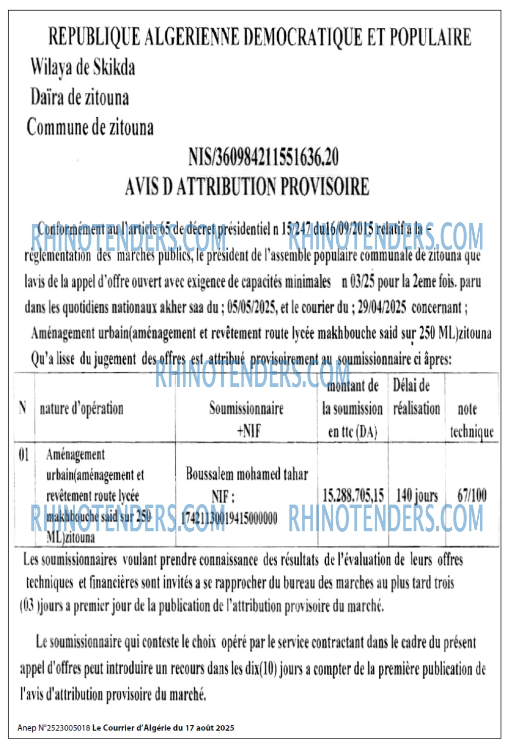Le Courrier d'Algerie