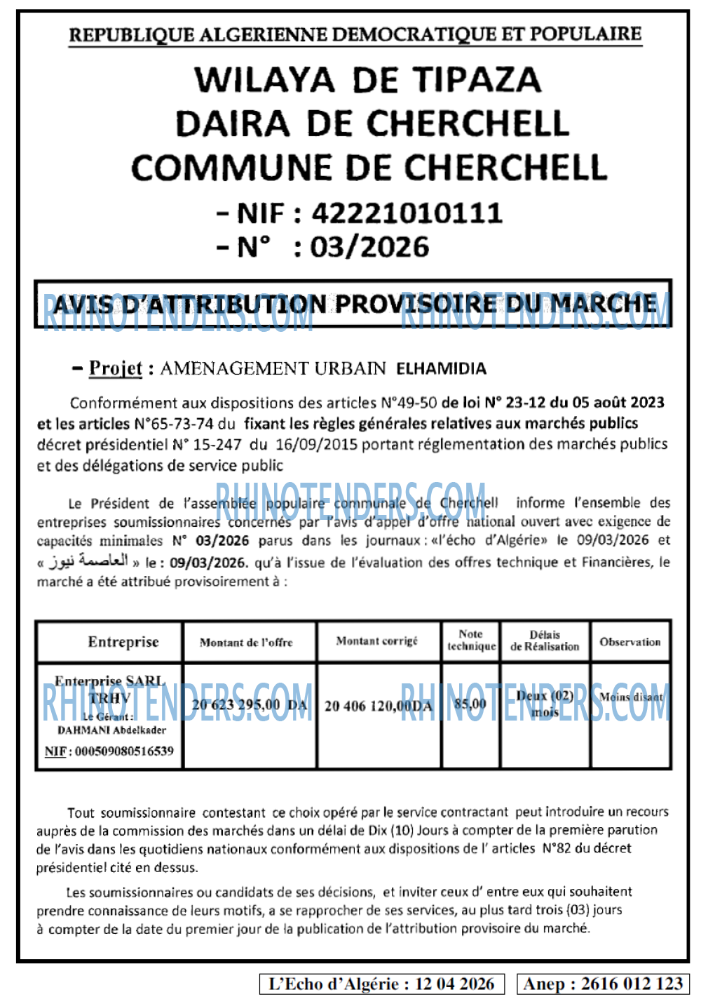 L'ECHO D'ALGERIE