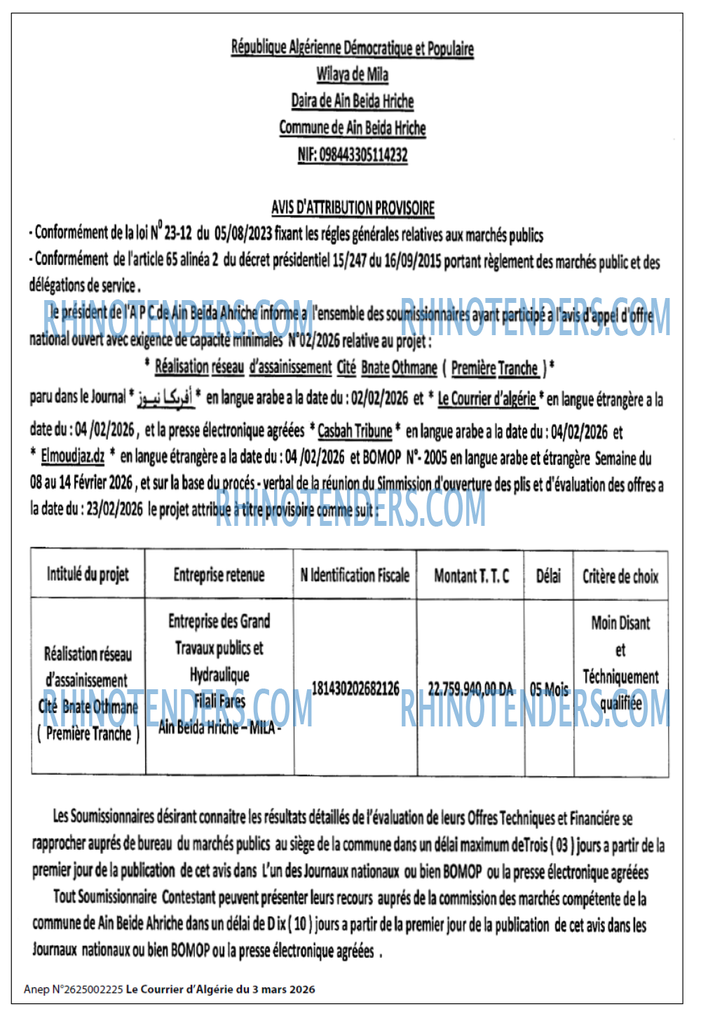 Le Courrier d'Algerie